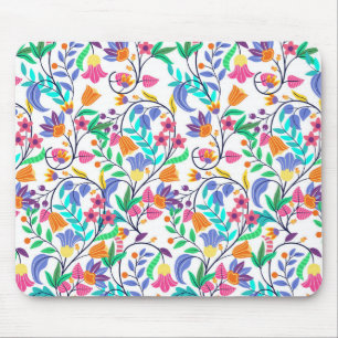 Colourful Exotic Floral Pattern Mouse Mat