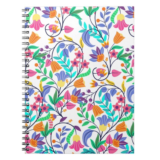Colourful Exotic Floral Pattern Notebook (Front)