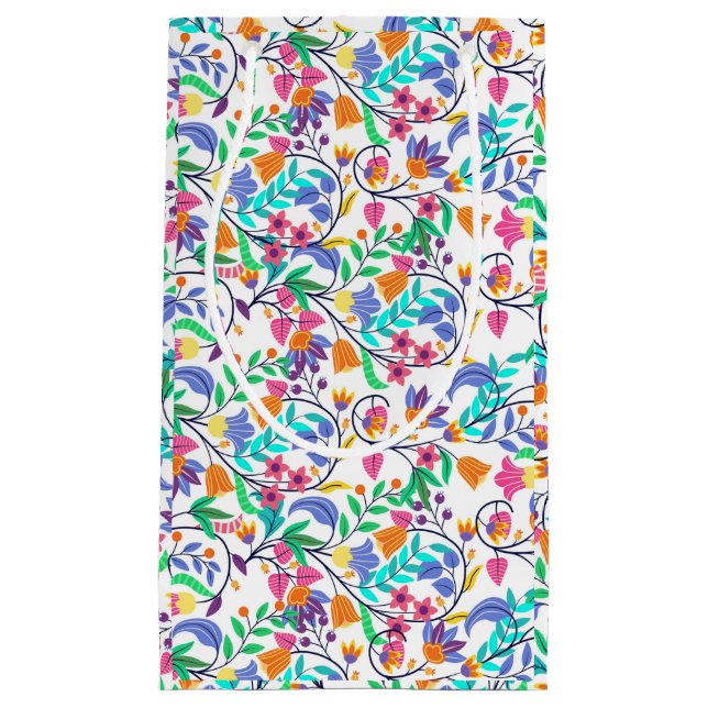 Colourful Exotic Floral Pattern Small Gift Bag (Front)