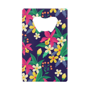 Colourful Exotic Flowers Leaves Pattern-23021