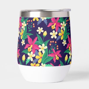 Colourful Exotic Flowers Leaves Pattern-23021