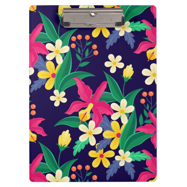 Colourful Exotic Flowers Leaves Pattern-23021 Clipboard (Front)