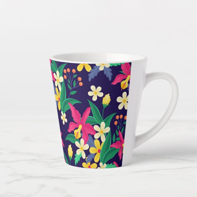 Colourful Exotic Flowers Leaves Pattern-23021 Latte Mug (Right)