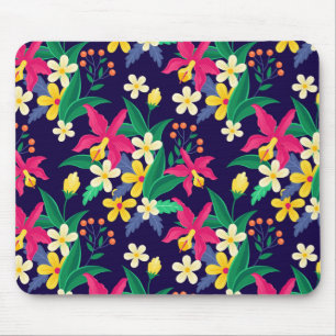 Colourful Exotic Flowers Leaves Pattern-23021 Mouse Mat