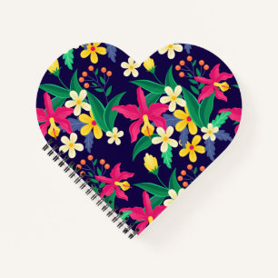 Colourful Exotic Flowers Leaves Pattern-23021 Notebook