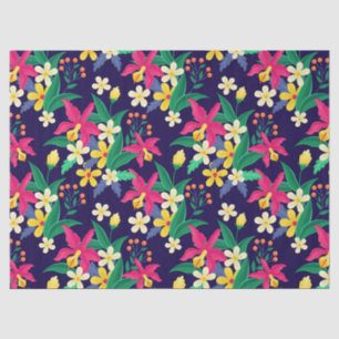 Colourful Exotic Flowers Leaves Pattern-23021 Tissue Paper
