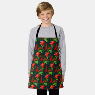 Colourful Exotic Flowers Leaves Pattern-23187 Apron