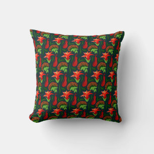 Colourful Exotic Flowers Leaves Pattern-23187 Cushion