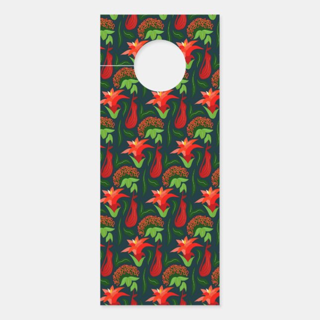 Colourful Exotic Flowers Leaves Pattern-23187 Door Hanger (Front)
