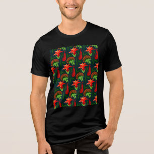 Colourful Exotic Flowers Leaves Pattern-23187 Tri-Blend Shirt