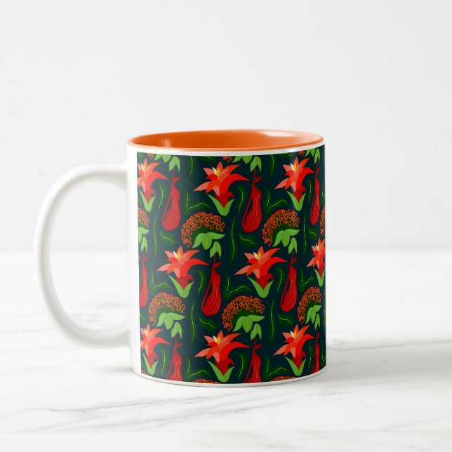 Colourful Exotic Flowers Leaves Pattern-23187 Two-Tone Coffee Mug (Left)