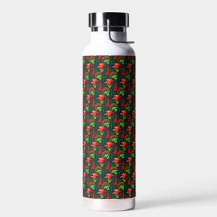 Colourful Exotic Flowers Leaves Pattern Water Bottle