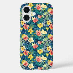 Colourful Exotic Flowers Pattern iPhone 16 Case