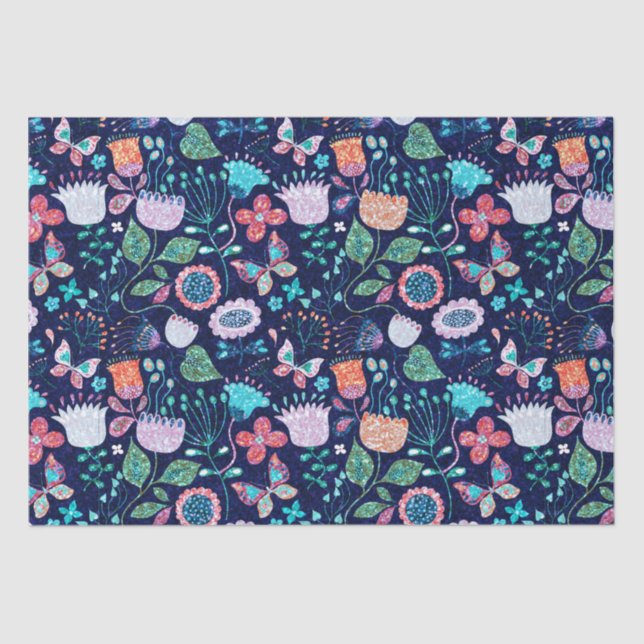 Colourful exotic flowers seamless pattern tissue paper (Front)