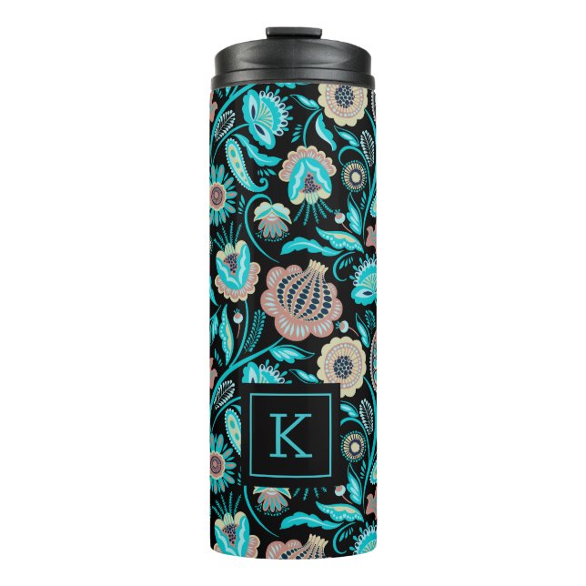 Colourful exotic folk flowers pattern thermal tumbler (Front)