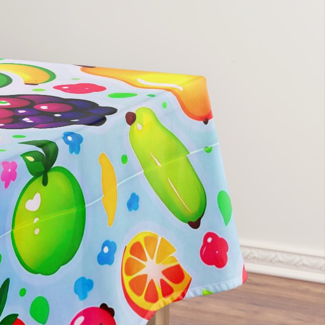 Colourful Exotic Fruits Pattern For Summer Decor Tablecloth (In Situ)