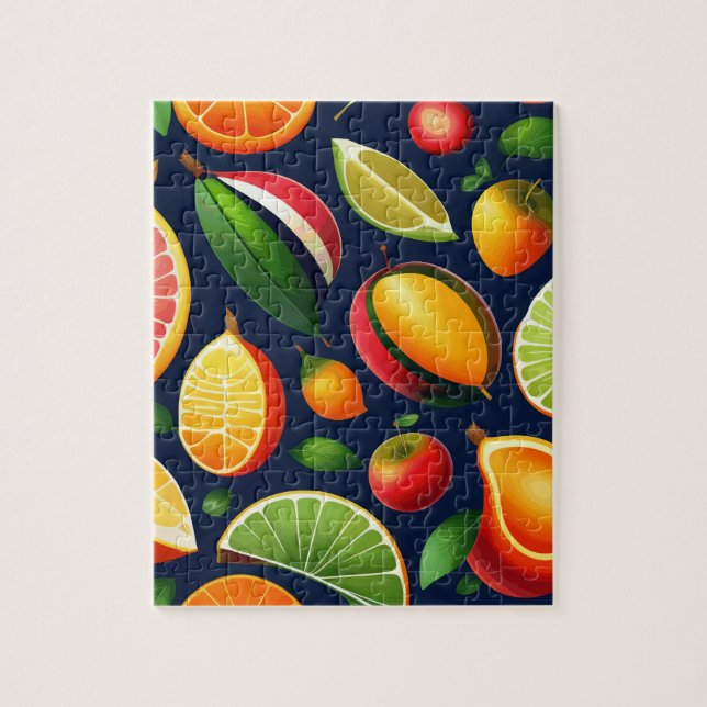 Colourful Exotic Fruits Pattern Jigsaw Puzzle (Vertical)