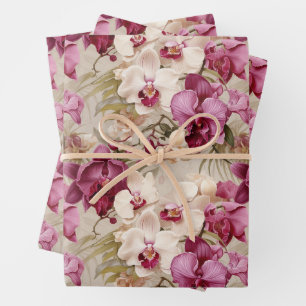 Colourful Exotic Orchid Flowers  Wrapping Paper Sheet