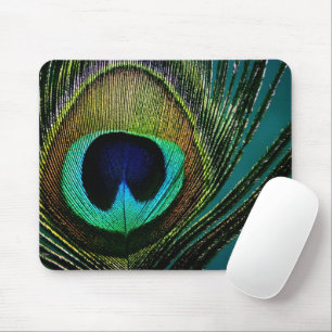 Colourful Exotic Peacock Feather Modern Photograph Mouse Mat