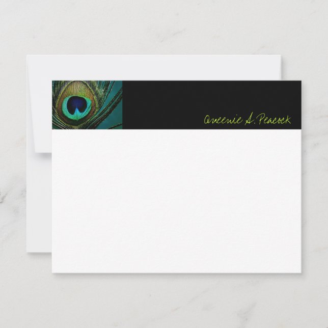 Colourful Exotic Peacock Feather Photo Elegant Chi Card (Front)