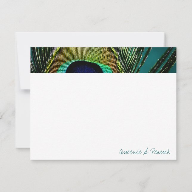 Colourful Exotic Peacock Feather Photo Elegant Chi Thank You Card (Front)