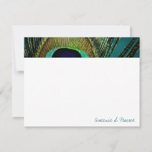 Colourful Exotic Peacock Feather Photo Elegant Thank You Card