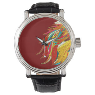Colourful Exotic Tribal Feathers Red Watch
