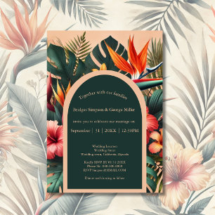 colourful Exotic Tropical Hawaiian Floral Wedding  Invitation
