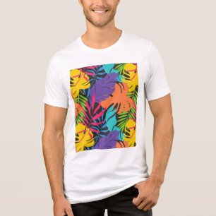 Colourful Exotic Tropical Leaves Pattern Tri-Blend Shirt