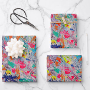 Colourful Expression in Acrylic Paint Wrapping Paper Sheet