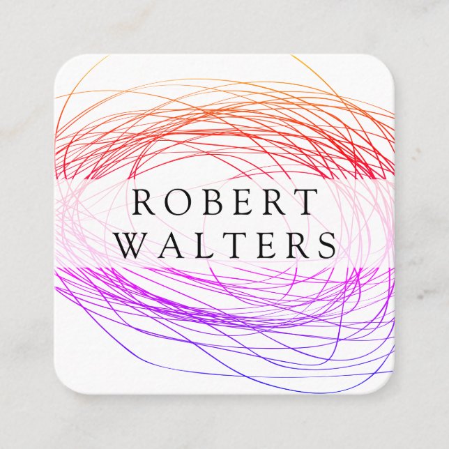 Colourful Expressive Line Work Square Business Card (Front)