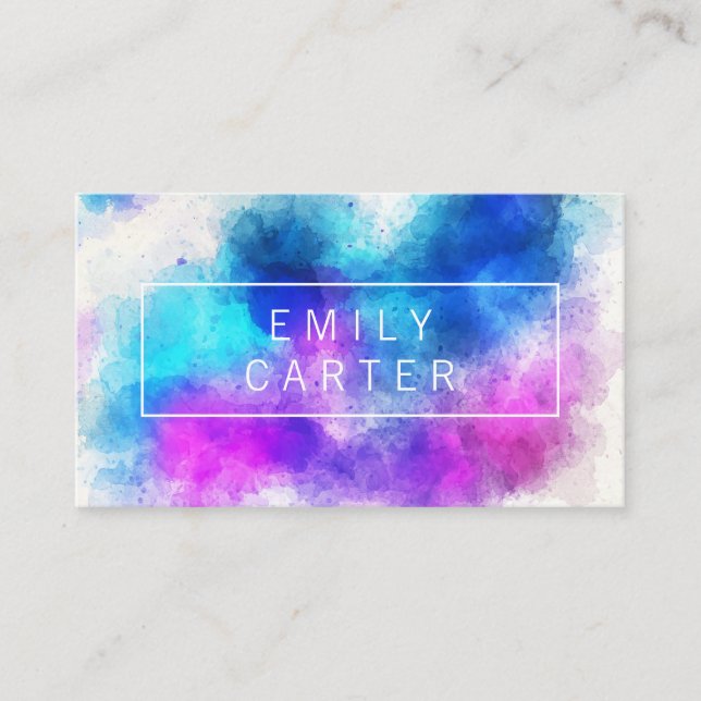 Colourful Expressive Watercolor Business Card (Front)