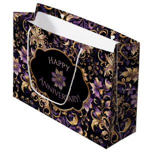 Colourful,Extravagant,Purple and Gold Any Occasion Large Gift Bag