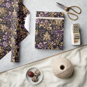 Colourful,Extravagant,Purple and Gold  Wrapping Paper