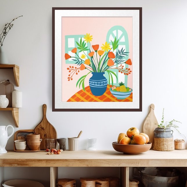 Colourful Exuberant Floral Bouquet Illustration Ar Poster (Colorful Exuberant Floral Bouquet Illustration Art Poster
Watercolor Artwork
)