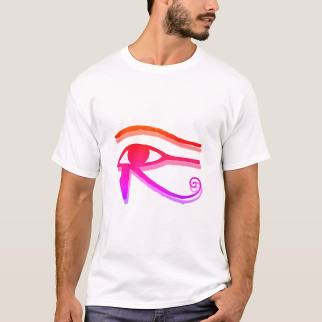 Colourful Eye Of Horus Egyptian Symbol Ink Drawing T-Shirt (Front)