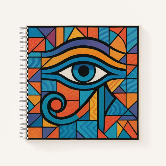 Colourful Eye of Horus Geometric Pattern Notebook (Front)