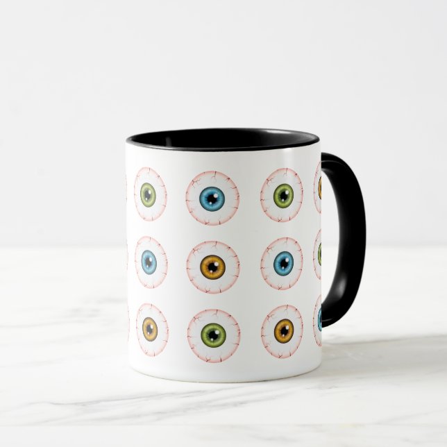 Colourful Eyeballs Creepy Bloodshot Eyes Halloween Mug (Front Right)