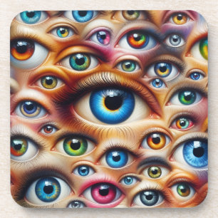 Colourful Eyes Cork Back Coasters Set of 6