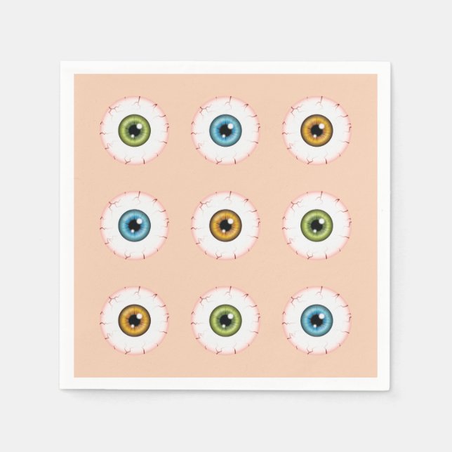 Colourful Eyes Halloween Eyeballs Bloodshot Eyes Napkin (Front)