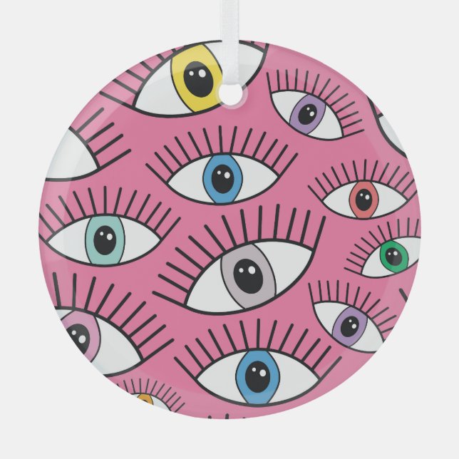 Colourful eyes: magic mystical background glass tree decoration (Front)