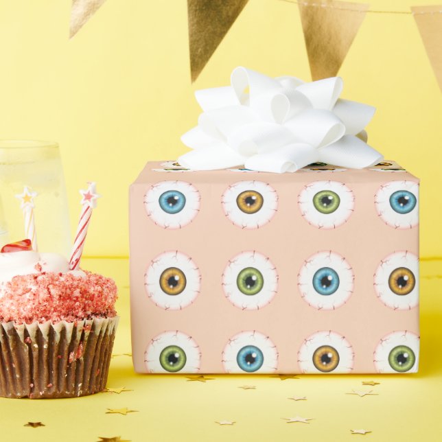 Colourful Eyes Pattern Horror Halloween Eyeballs Wrapping Paper (Birthday Party)