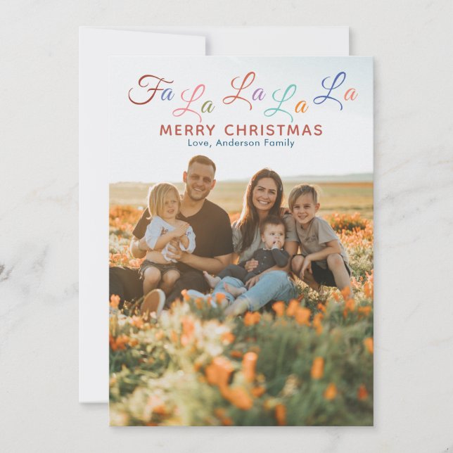 Colourful Fa La La La La Holiday Card (Front)