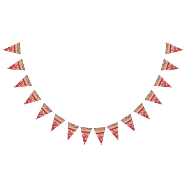 Colourful fabric pattern featuring intricate flora bunting  (All)