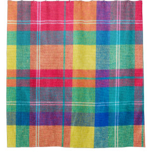 colourful fabric plaid texture. Cloth background Shower Curtain