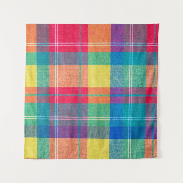 colourful fabric plaid texture. Cloth background Tapestry (Front)