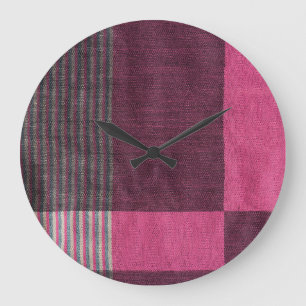 Colourful Fabric Surface: Top View. Large Clock