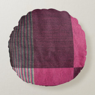 Colourful Fabric Surface: Top View. Round Cushion
