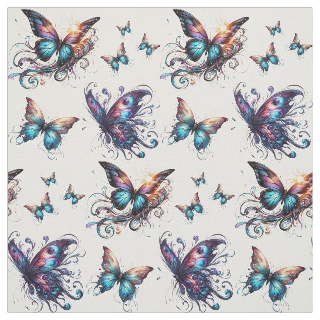 Colourful fabric with butterfly pattern (Swatch)