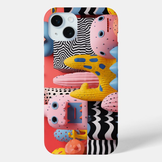 Colourful faces and shapes with patterns Case-Mate iPhone case (Back)